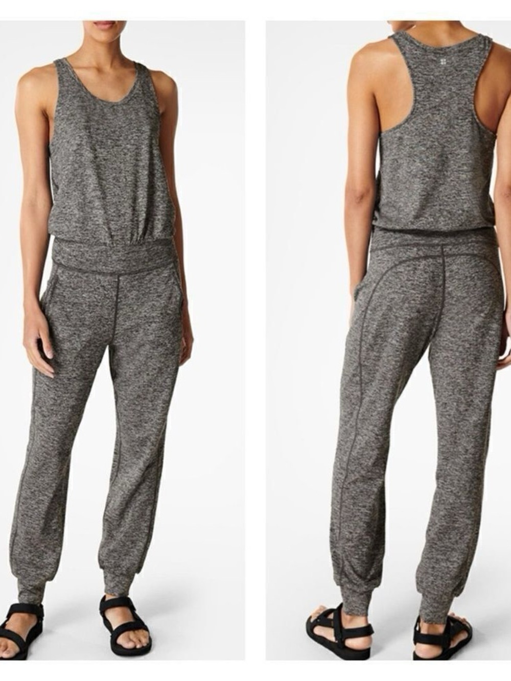 Sweaty Betty Gary Jumpsuit Medium Racerback Gray Workout Sleeveless Onesie